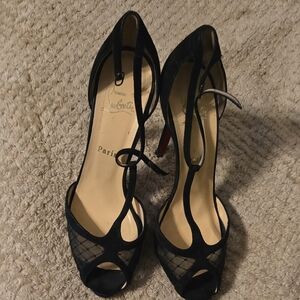 Black Peep-Toe Heels